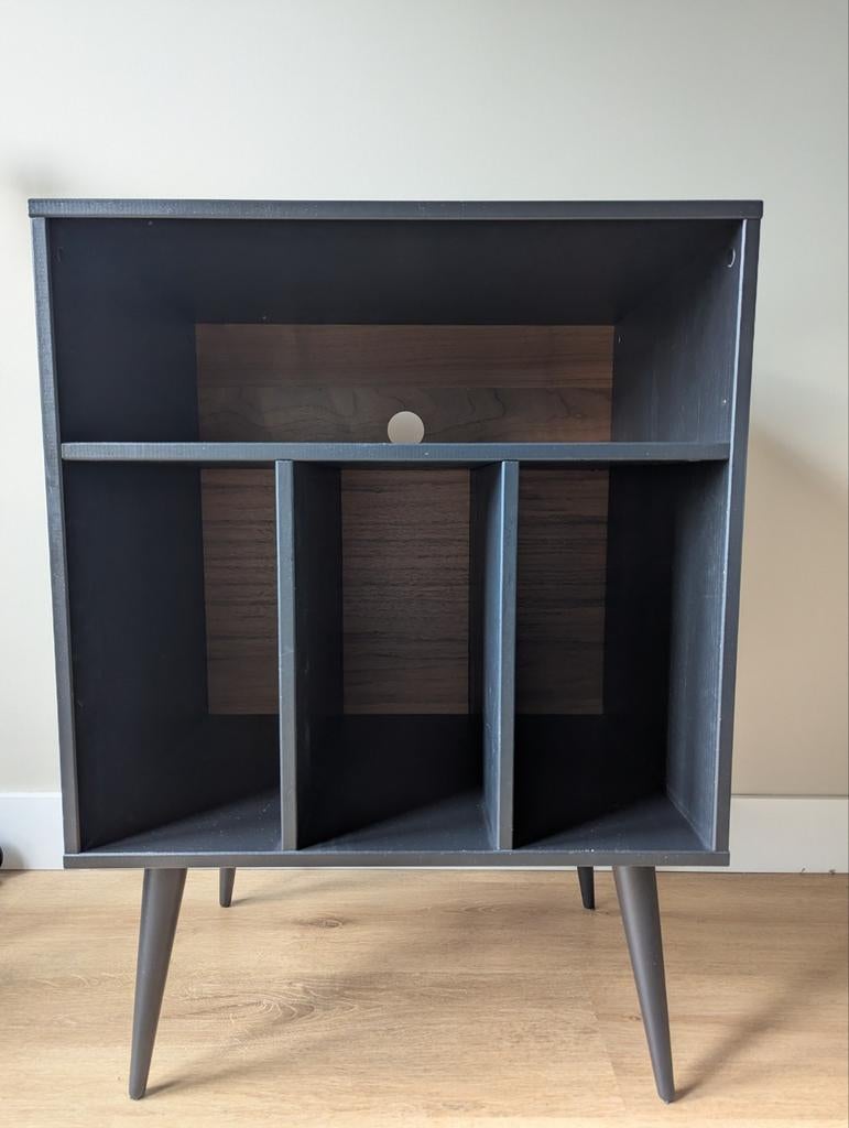 WOOOD James Kastje Zwart/Walnoot - LP & Versterker Kast, Ophalen, 25 tot 50 cm, 50 tot 100 cm, Minder dan 100 cm