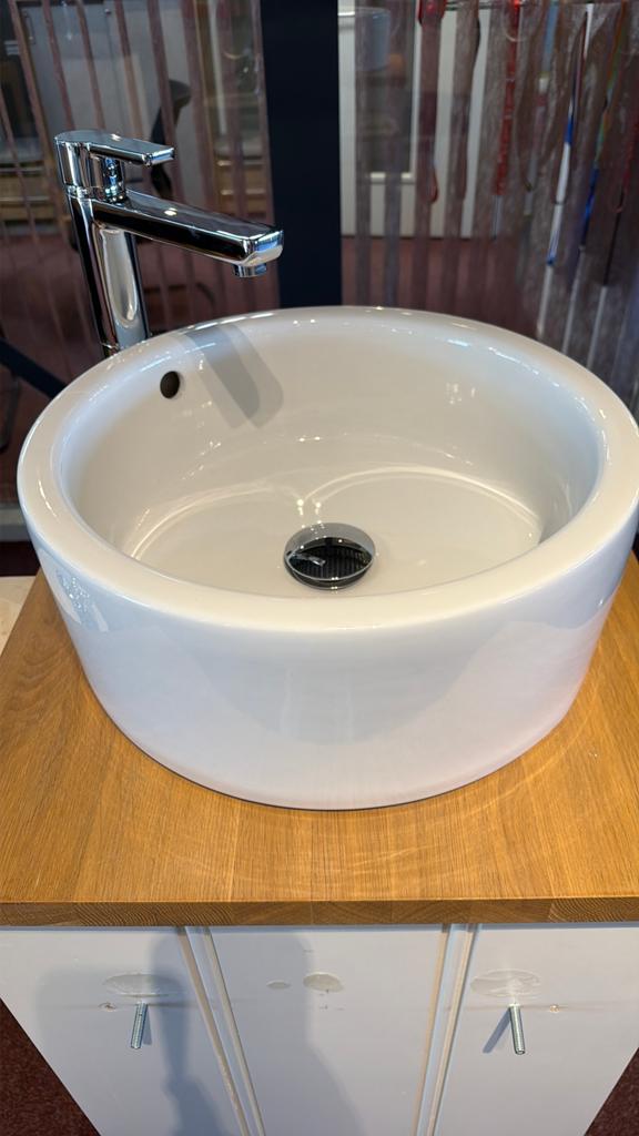Opzet waskom 41x16,5 wit keramiek met hoge kraan, Ophalen, Nieuw, Wastafel