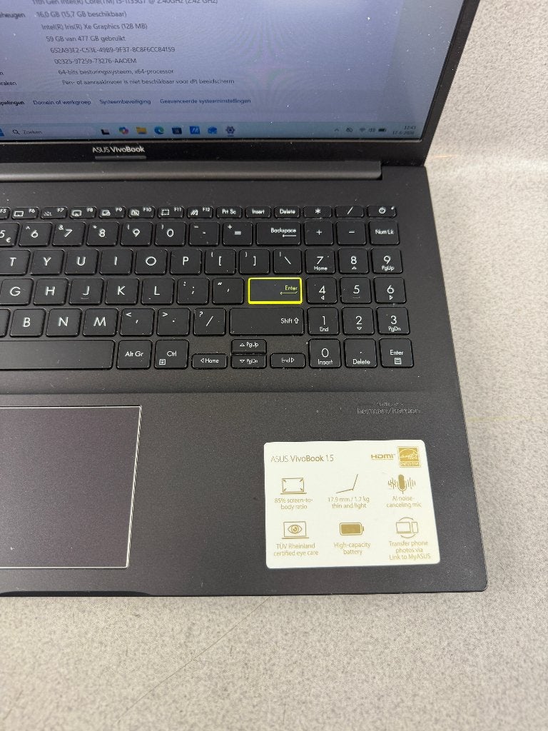 Asus Vivobook 15 | I5core 11th gen | 16GB | 500GB | 410564, 2 tot 3 Ghz, Met touchscreen, Ophalen of Verzenden, Zo goed als nieuw