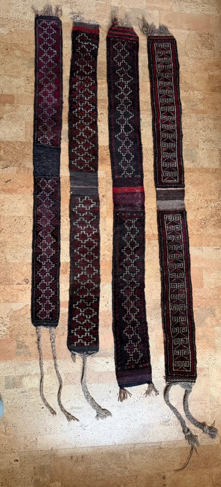 Set 4 Antique Afghan tribal textile, handwoven camel runner., Ophalen of Verzenden
