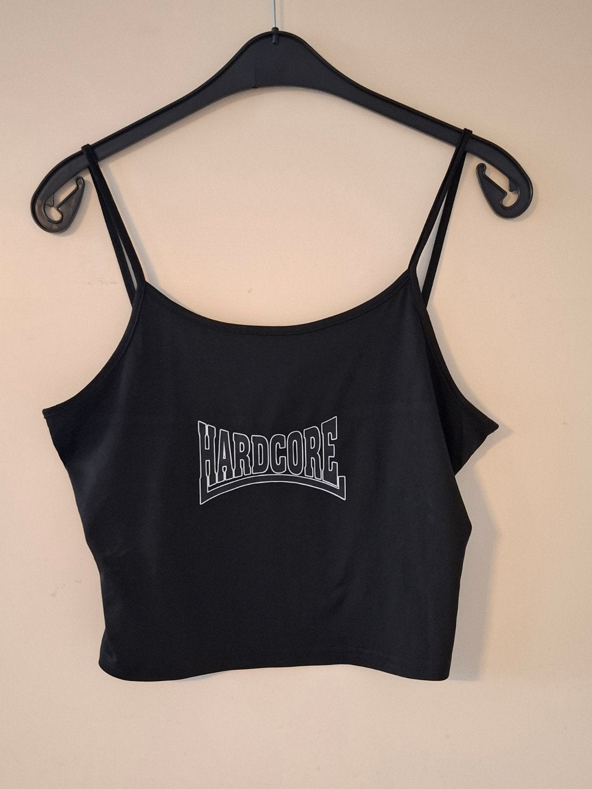 Hardcore Crop Top Zwart Maat XL - Zo goed als nieuw, Zwart, Maat 46/48 (XL) of groter, Ophalen of Verzenden, Zo goed als nieuw