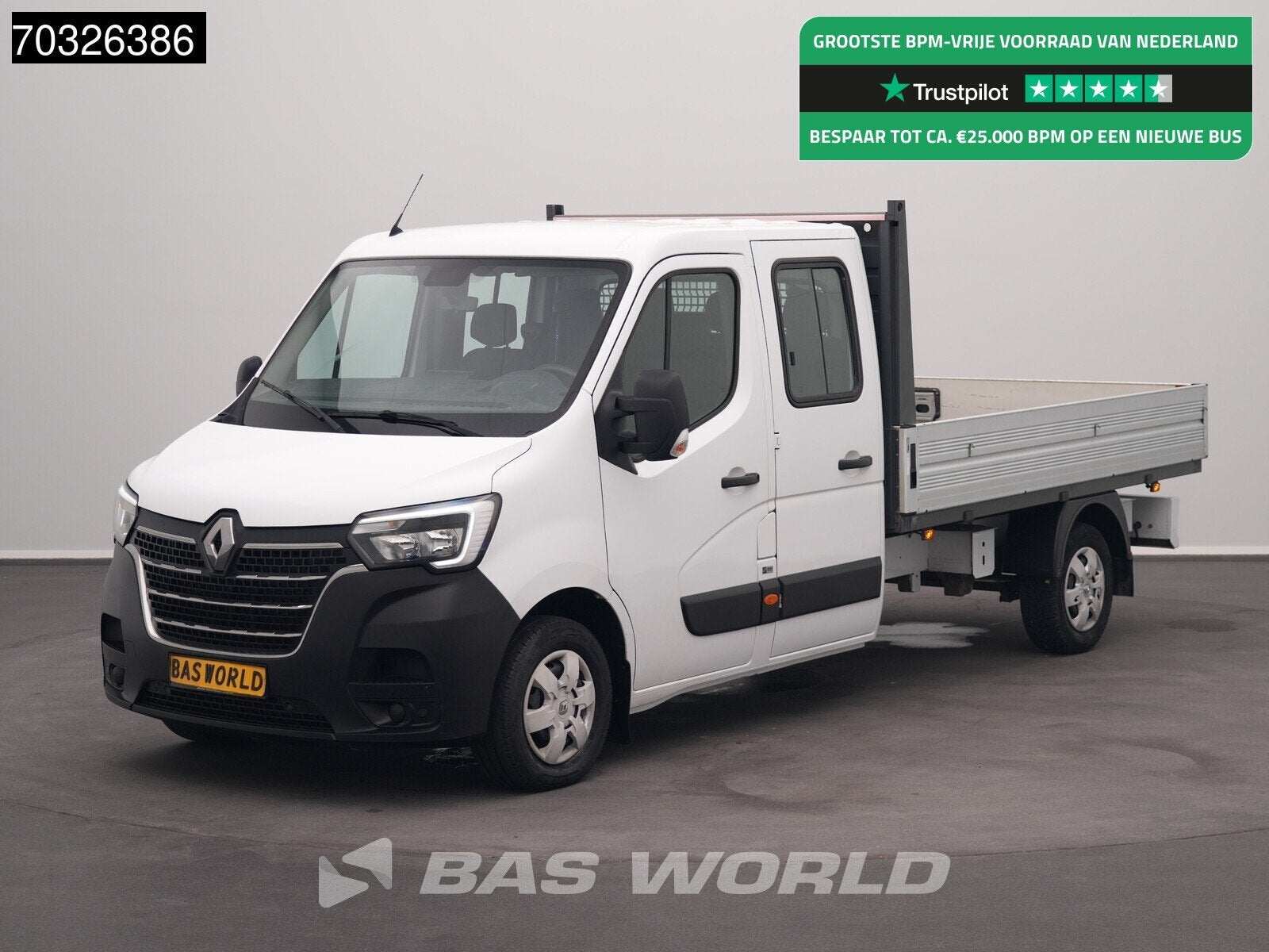 Renault Master 150PK Dubbel Cabine Open Laadbak Trekhaak LED, Auto's, Start-stop-systeem, Stof, Gebruikt, Euro 6
