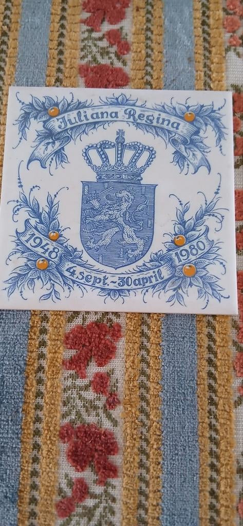 Delfts Blauwe Tegel Juliana Regina 1948-1980, Ophalen of Verzenden