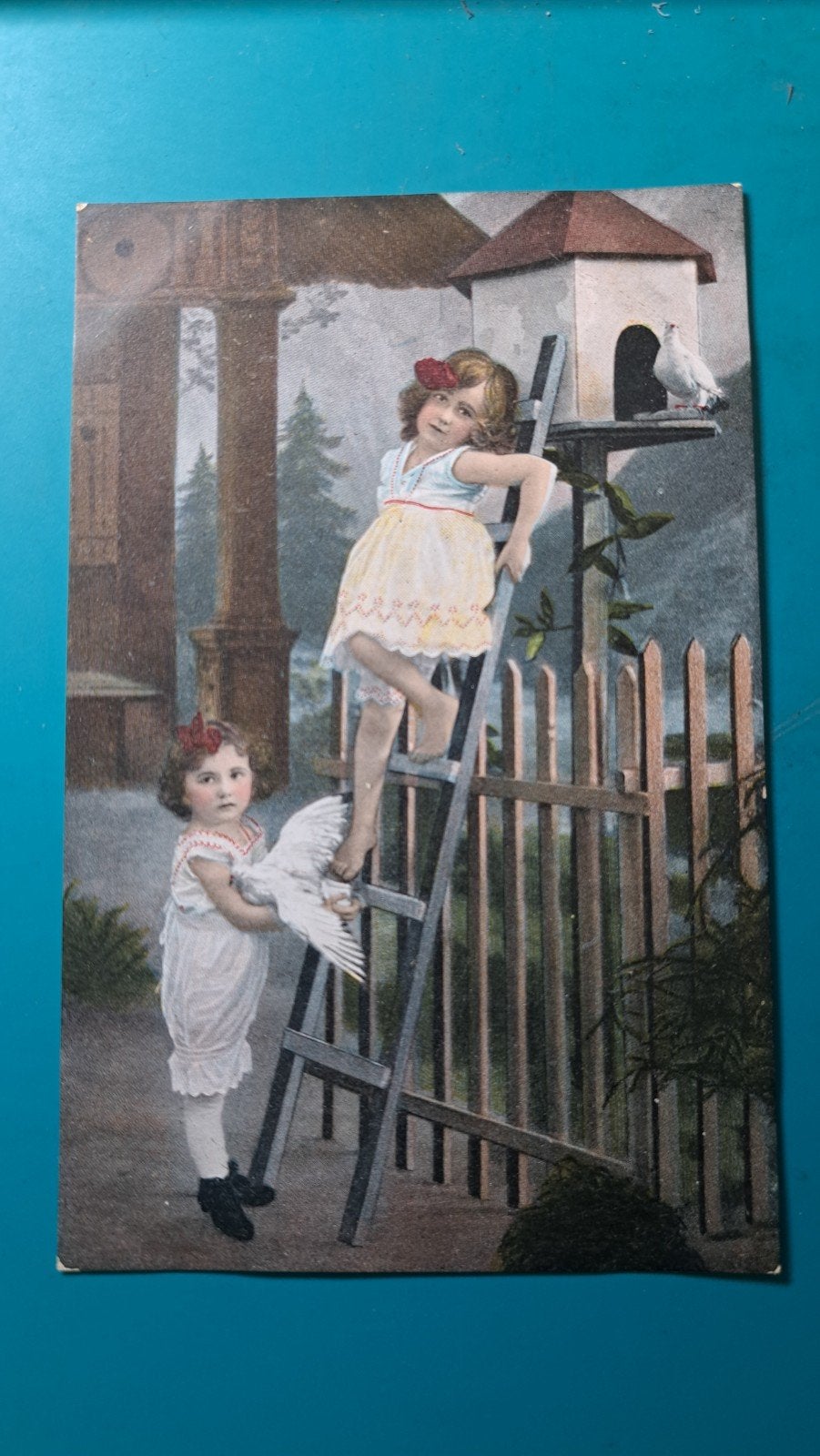 kinderen witte duiven, duiventil, Oude kaart, Verzamelen, Ophalen of Verzenden, Voor 1920, Ongelopen