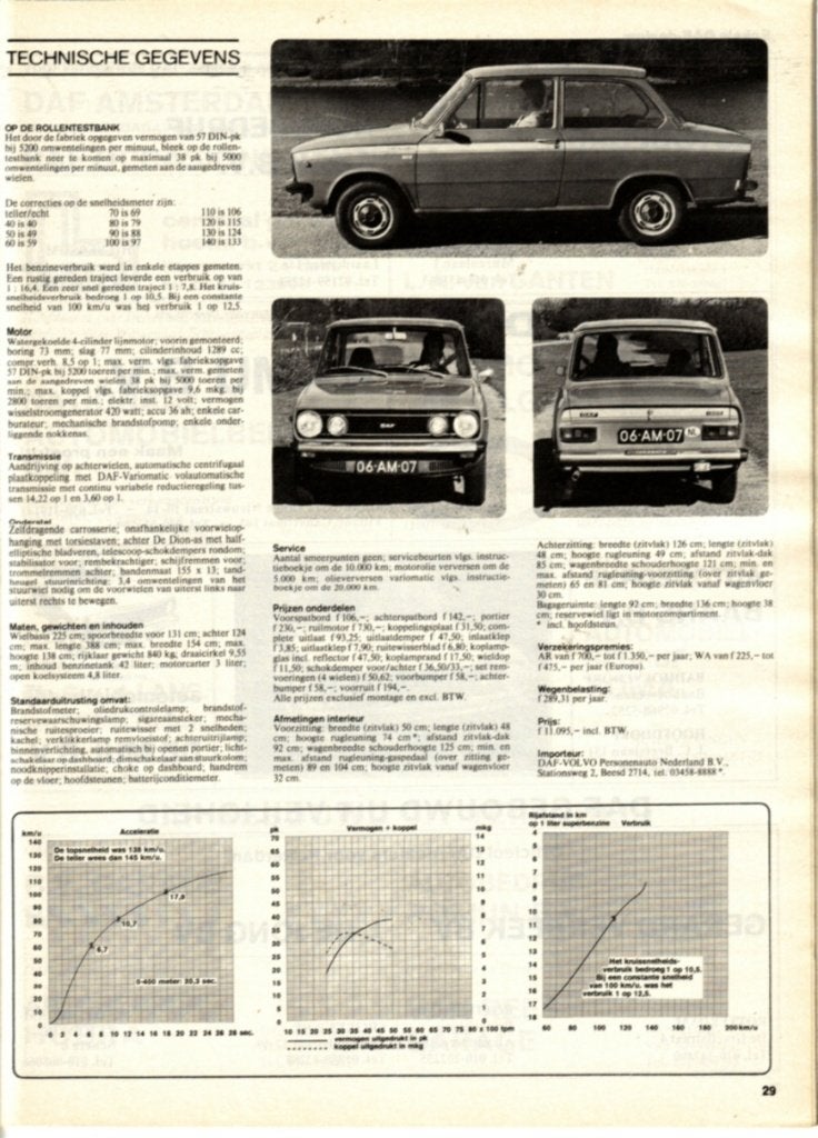 Autovisie test Daf 66 Marathon Maart 1974, Ophalen of Verzenden, Gelezen, Overige merken