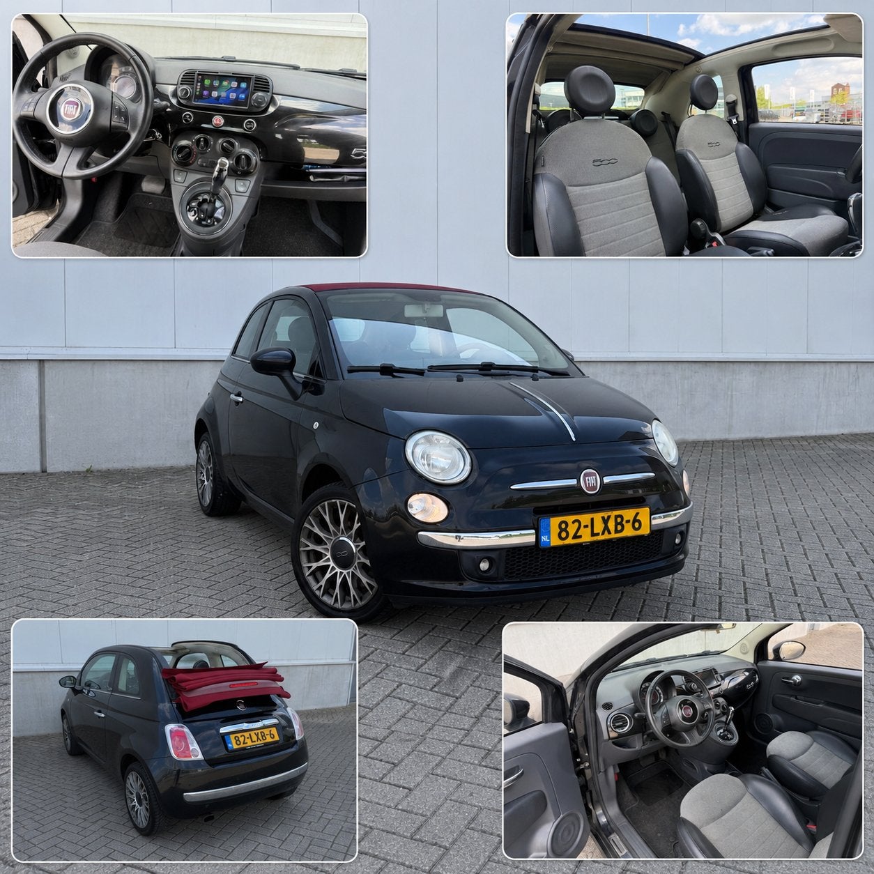 Fiat 500C Lounge | 1.2 | AUT | Carplay | Airco | 2010 |, Auto's, Fiat, 1242 cc, 4 cilinders, Cabriolet, Leder en Stof