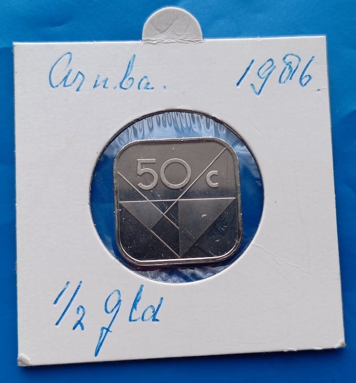Aruba 50 cent UNC - 1986, Postzegels en Munten, Munten | Nederland, Verzenden, Koningin Beatrix, ½ gulden, Losse munt