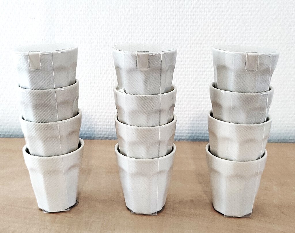 3 sets HEMA Mirabeau espresso bekers 90 ml. (12 stuks), Hema, Nieuw, Overige stijlen, Porselein