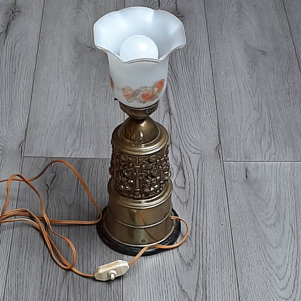Staande lamp, verkoperd - elektrisch Frans - bloemen deco, Ophalen
