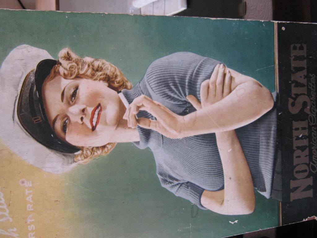 Reclame Bord North State Americain Cigarettes, Verzenden, Gebruikt, Reclamebord