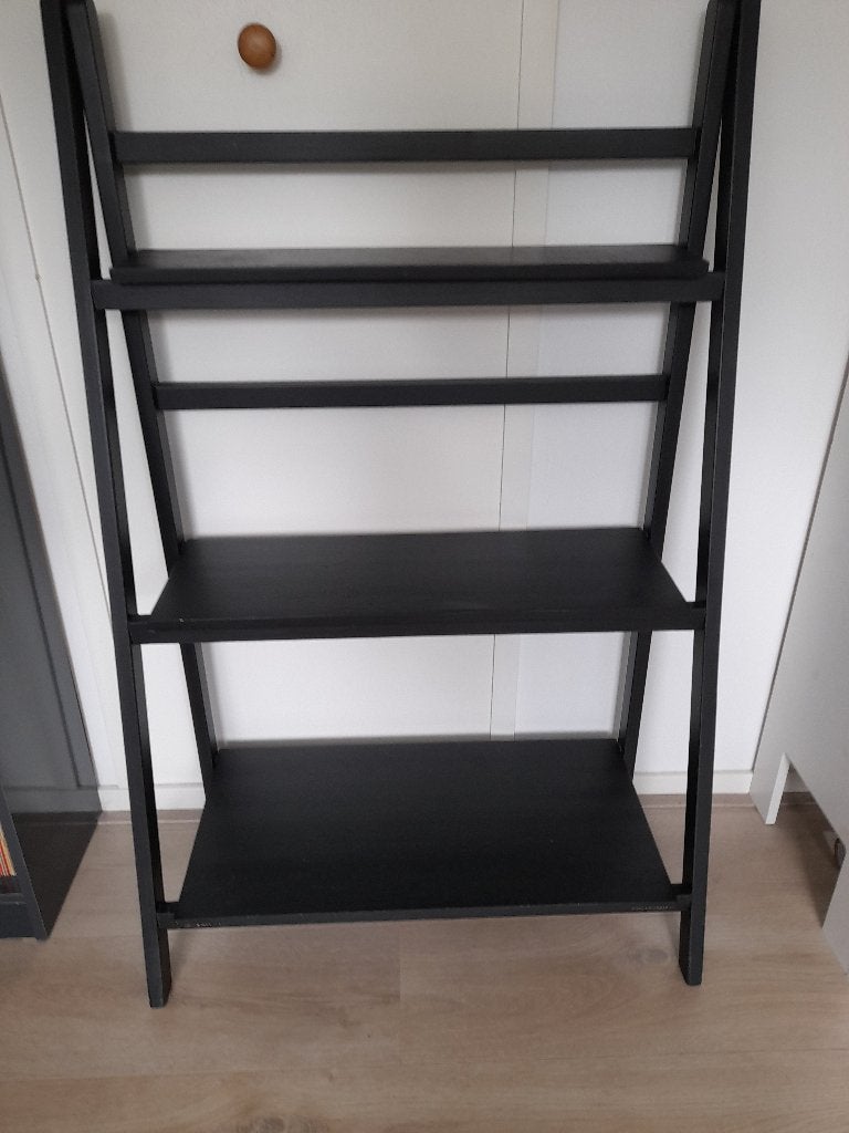 Zwart houten rek/stellage met 3 planken, Inklapbaar, Zo goed als nieuw, Hout, Ophalen