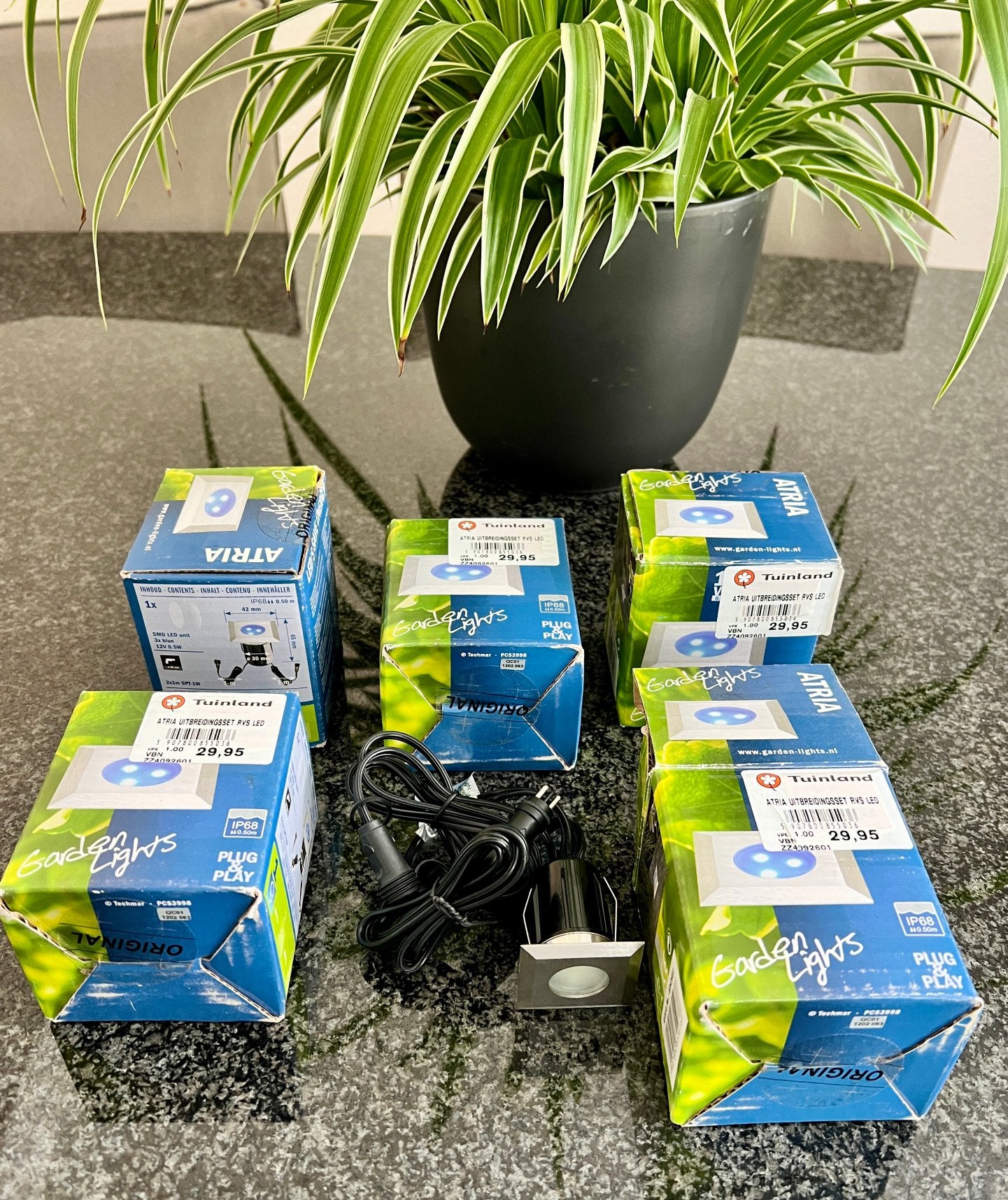 5 stuks GARDEN LIGHTS ATRIA Tuinverlichting set RVS LED BLUE, Tuin en Terras, Buitenverlichting, Minder dan 50 watt, Overige typen