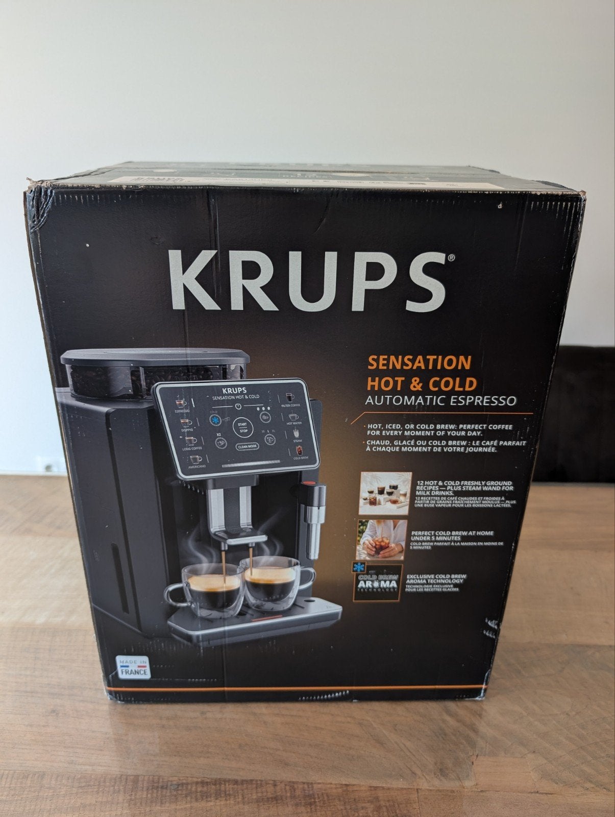 Krups Sensation Hot & Cold Automatische Espressomachine, Espresso apparaat, Nieuw, 2 tot 4 kopjes, Afneembaar waterreservoir