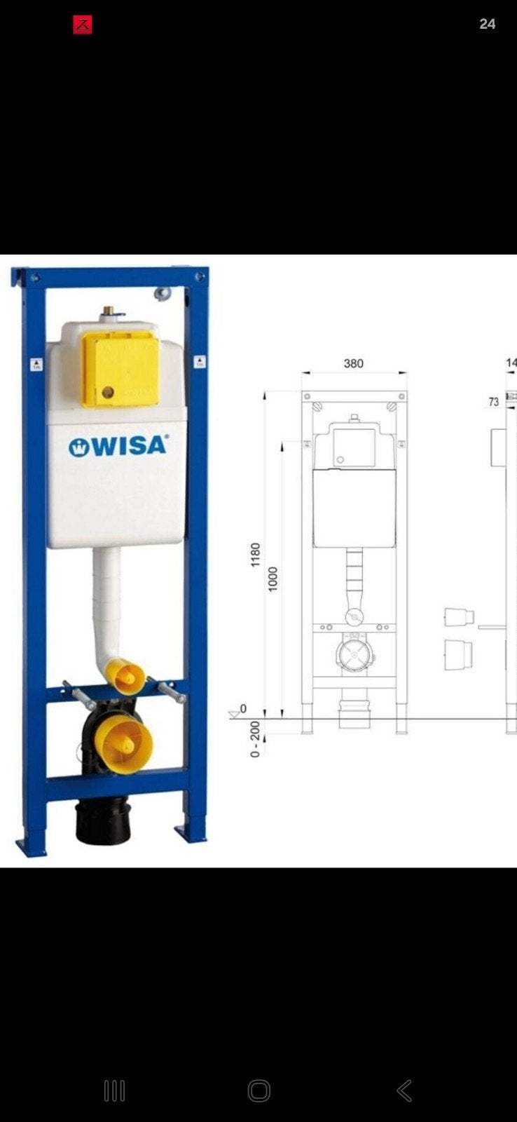 Nieuwe WISA XS inbouwreservoir WC frame 118 cm – 8050452701, Doe-het-zelf en Verbouw, Sanitair, Ophalen, Nieuw, Toilet
