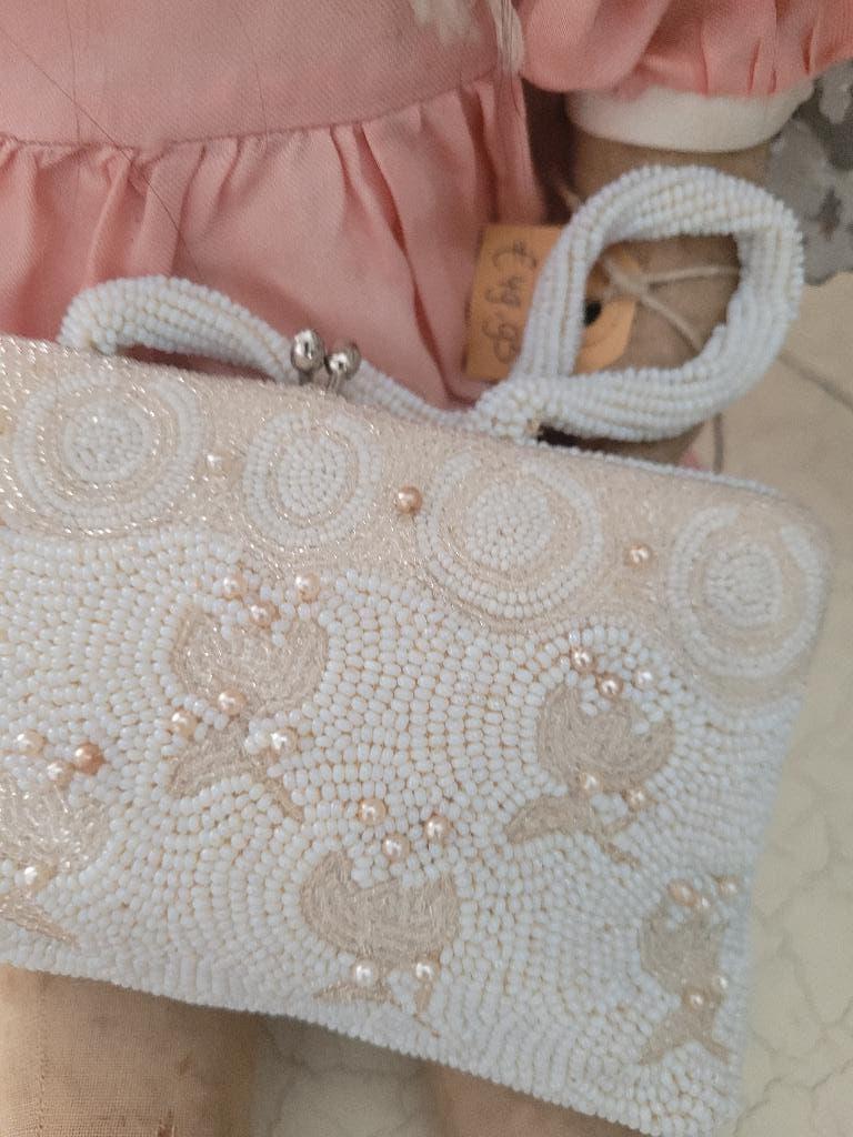 Vintage klein avondtasje, communie tasje, bruidstasje, Heikant 21 Kaatsheuvel, Overige kleuren, Belle Vieille Brocante, Ophalen of Verzenden