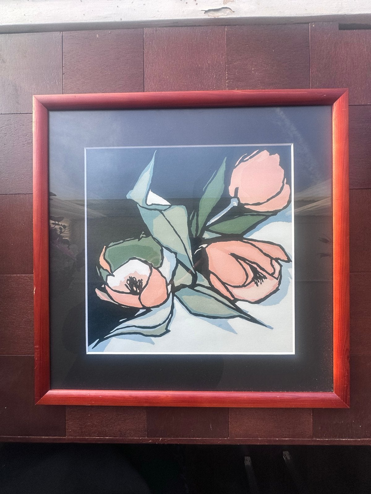 3 ingelijste bloemenprints van Fon Klement, Ophalen, Hout, Achter glas, Print
