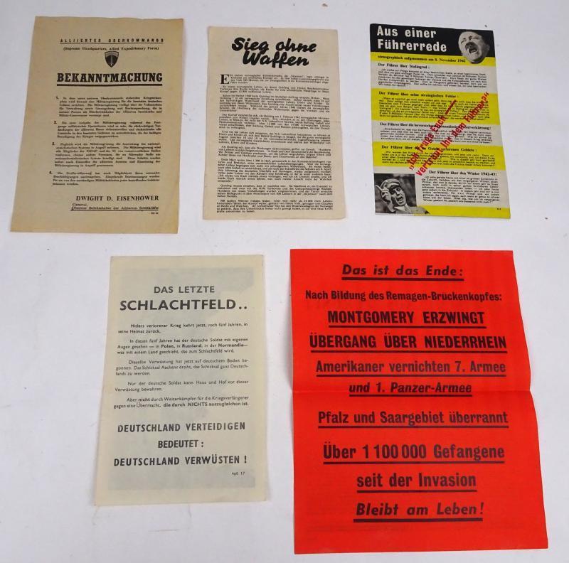 amerikaanse ww2 duitse dropping flyers  5 stuks, Ophalen of Verzenden, Duitsland