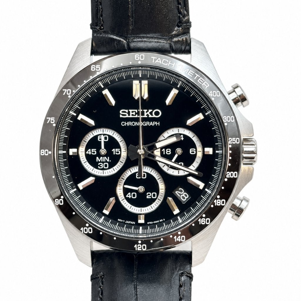 Seiko Selection SBTR021 Chronograph, Seiko, Leer, Staal, Polshorloge