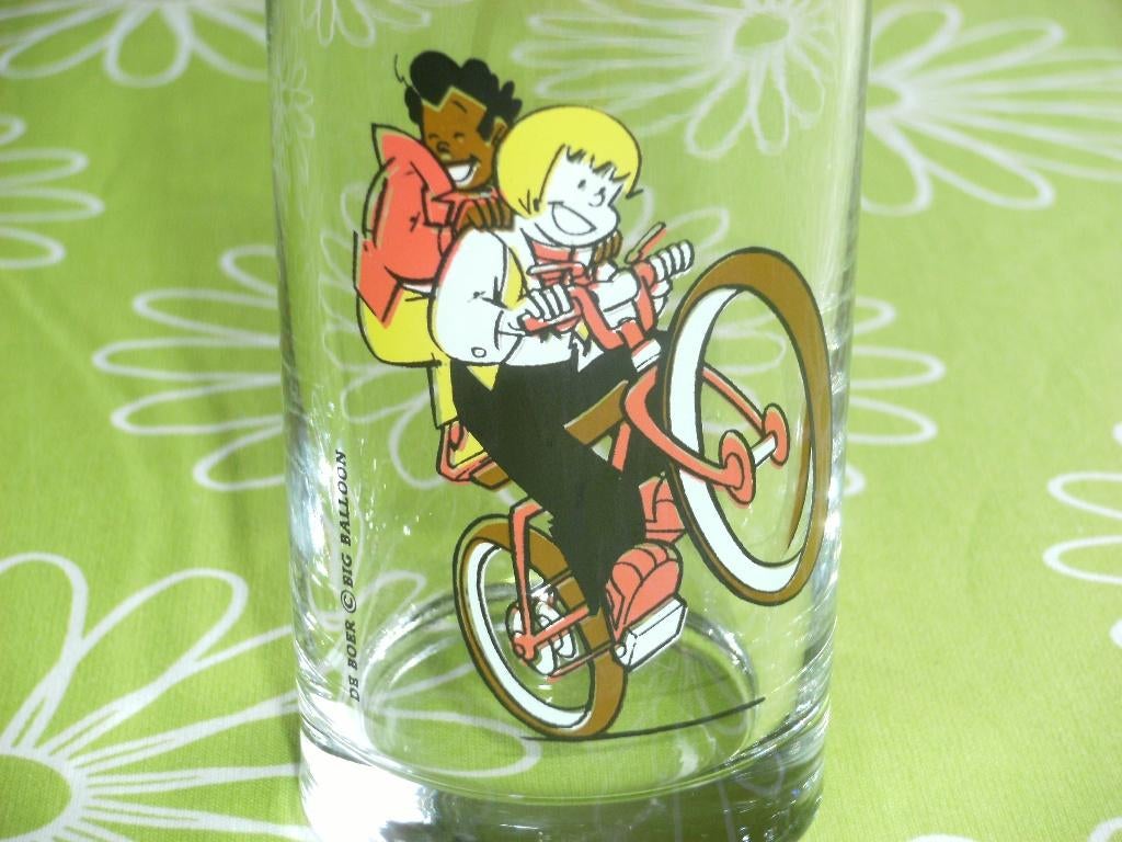 Glas Sjors en Sjimmie op de fiets - De Boer Big Balloon, Ophalen of Verzenden, Overige figuren, Zo goed als nieuw, Overige typen