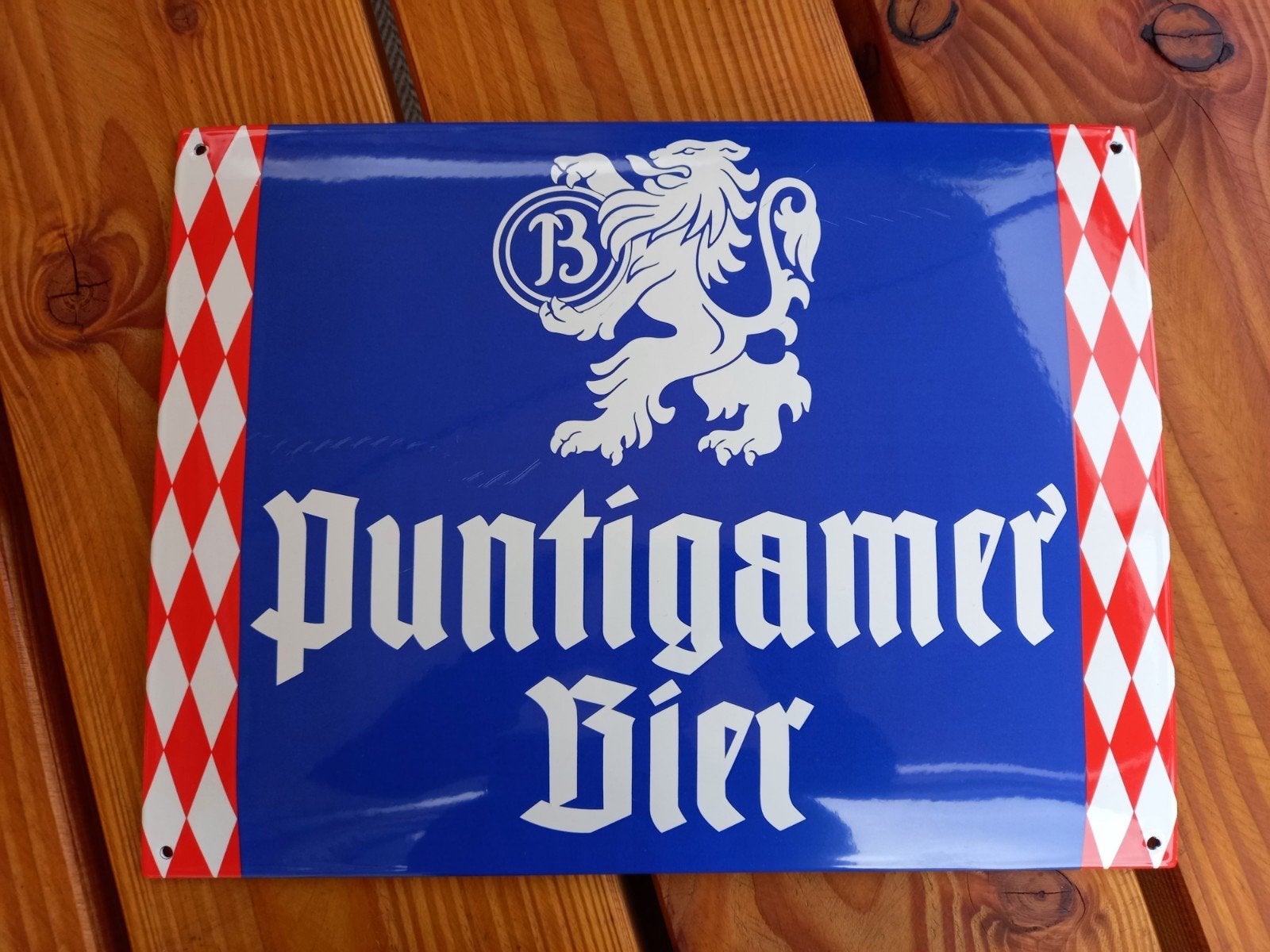 Emaille bord Puntigamer Bier, Verzamelen, Biermerken, Ophalen of Verzenden, Zo goed als nieuw, Reclamebord, Plaat of Schild, Overige merken