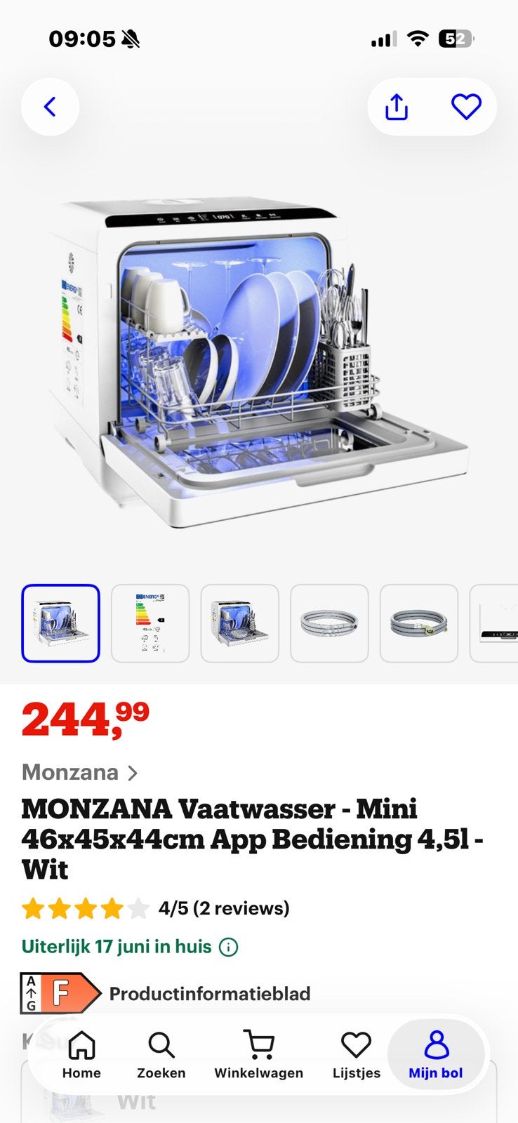 Mini vaatwasser, Ophalen, Nieuw, Minder dan 85 cm