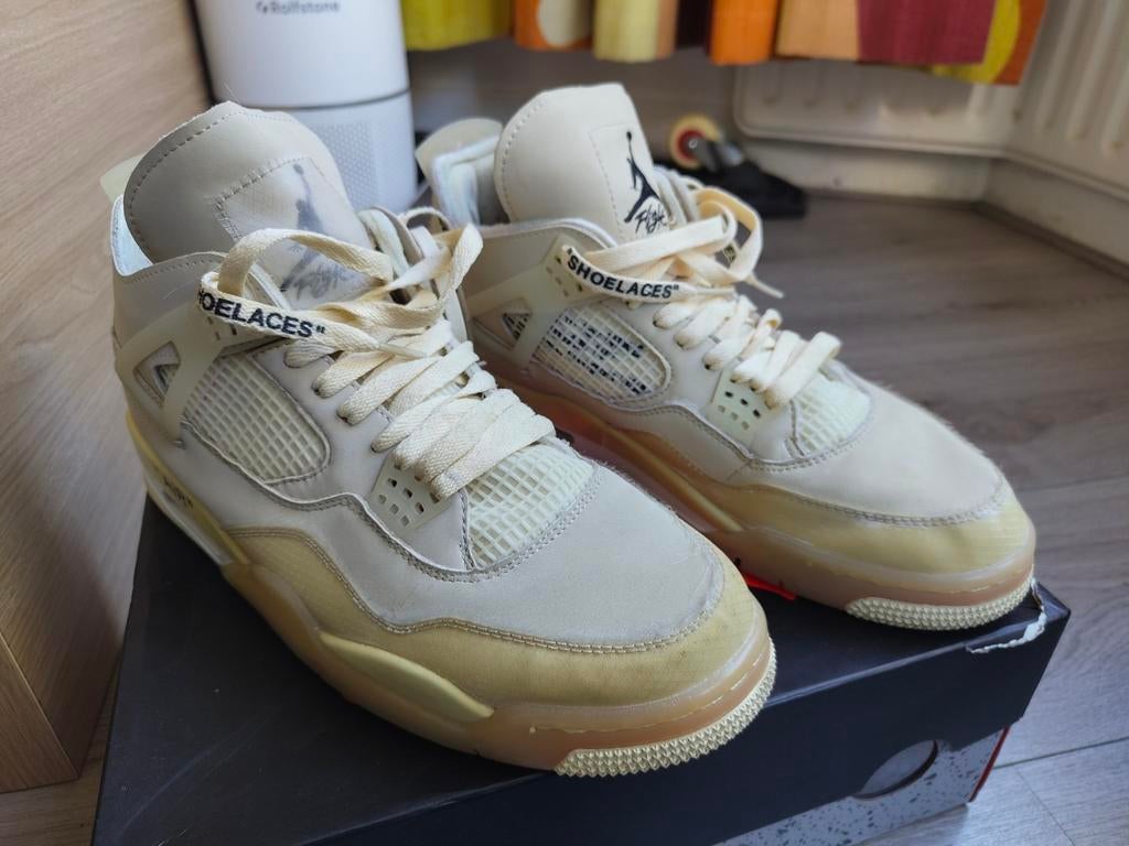 off-white Jordan 4 sail 44.5-45 EU in prima staat, Kleding | Heren, Schoenen, Overige kleuren, Nike, Ophalen of Verzenden, Sneakers of Gympen