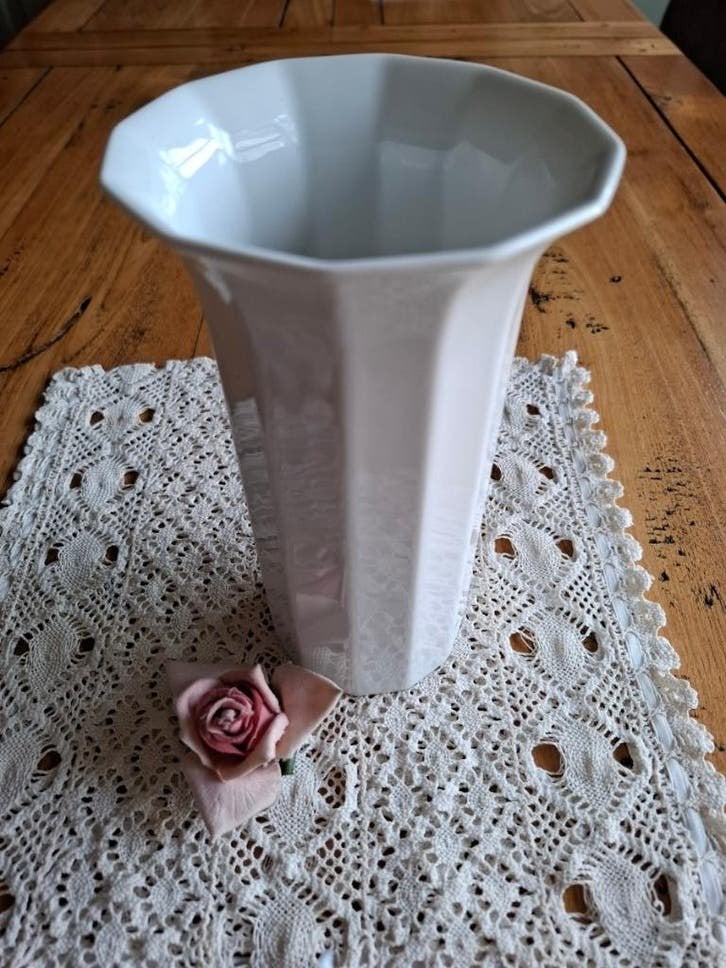 Vintage wit porseleinen Polygon vaas Rosenthal Studio Linie, Ophalen of Verzenden
