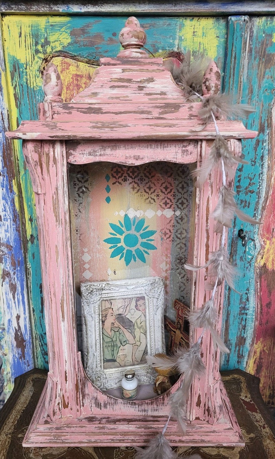 Shabby/Brocante/Roze/Altaartje/Gedenkkastje, Ophalen of Verzenden