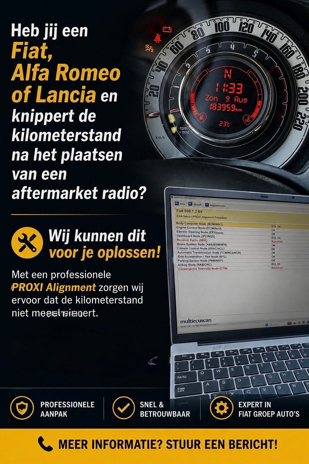 Knipperende kilometerstand Fiat / Alfa Romeo / Lancia, Ophalen, N, N, Nieuw