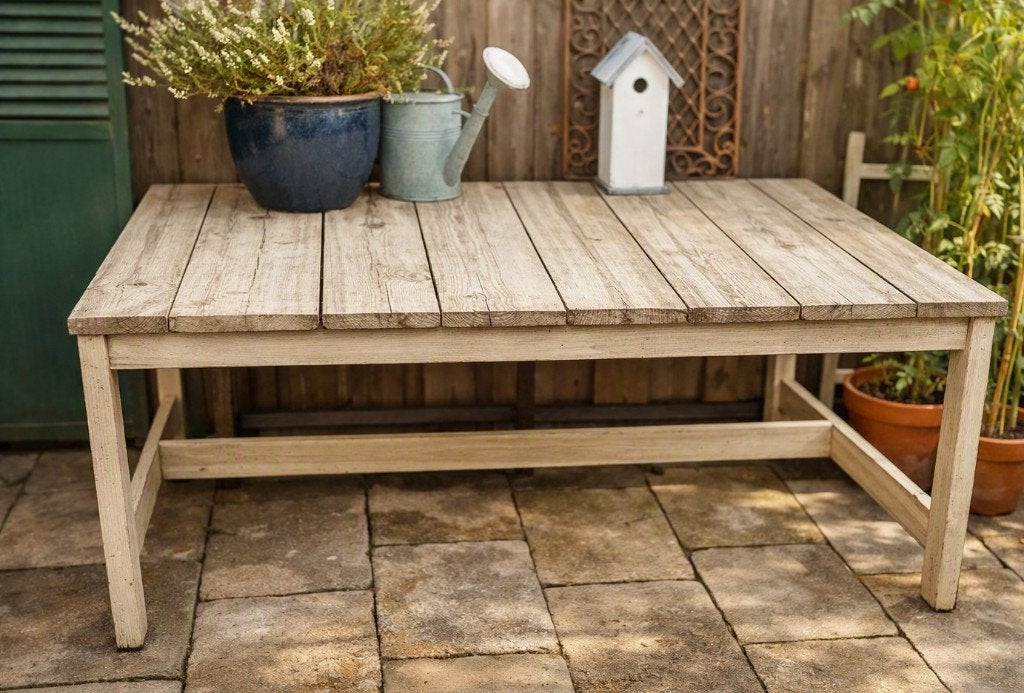 Tuintafel met steigerhouten planken, Ophalen, Gebruikt, Rechthoekig, Hout