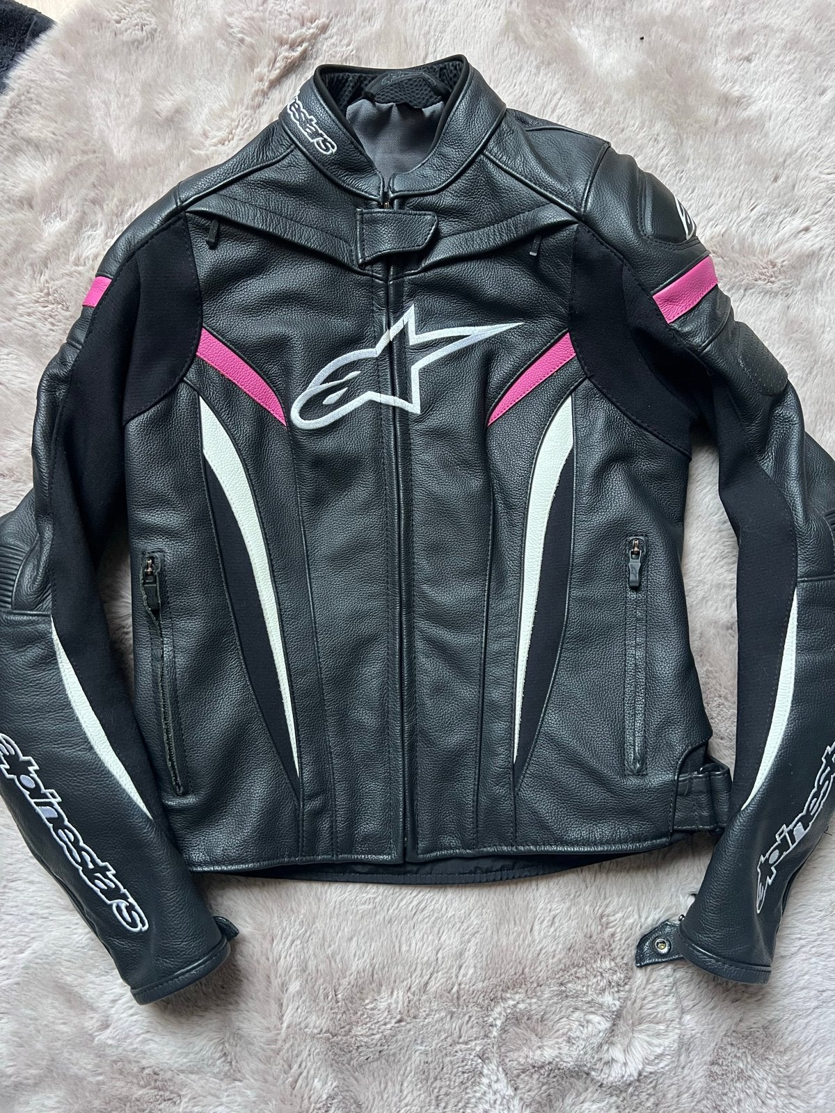 Alpinestars Stella Rox motorjas dames - Zwart/Wit/Roze, Ophalen of Verzenden, Tweedehands, Dames, Jas | leer