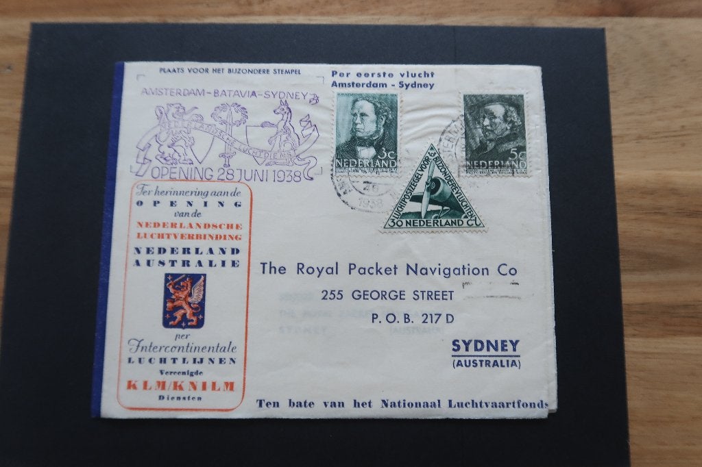 Luchtpostbrief A'dam Batavia Sydney 1e vlucht Prachtstuk!, Postzegels en Munten, Ophalen of Verzenden, Envelop