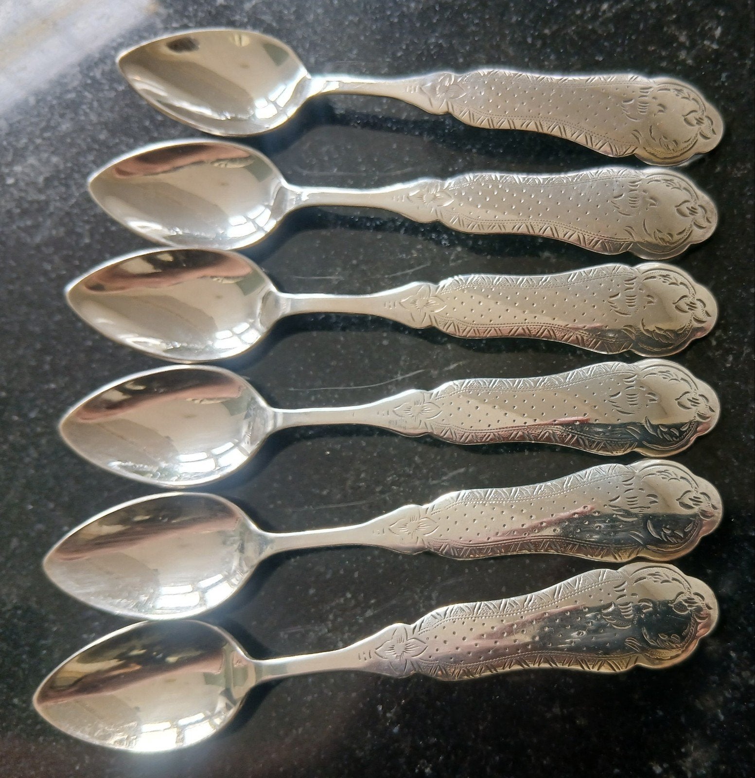 Set van 6 brocante verzilverde lepels van Douwe Egberts, Ophalen of Verzenden