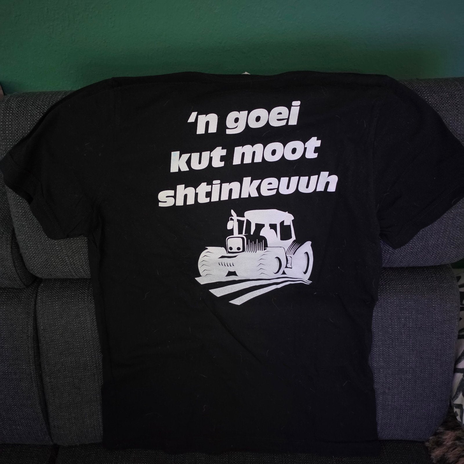 Zwart T-shirt met grappige tekst  - Ma, Ophalen of Verzenden, Gedragen, Maat 48/50 (M), Zwart
