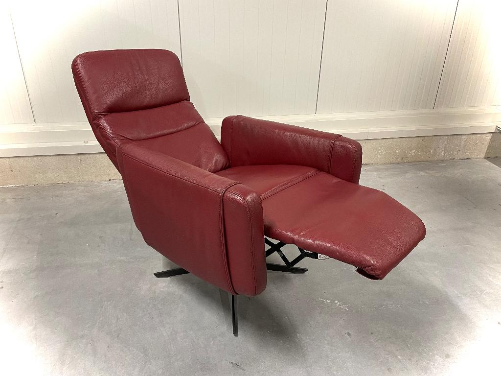 Leder relax fauteuil - manueel - Large - als nieuw, Ophalen, Zo goed als nieuw, 50 tot 75 cm, Leer