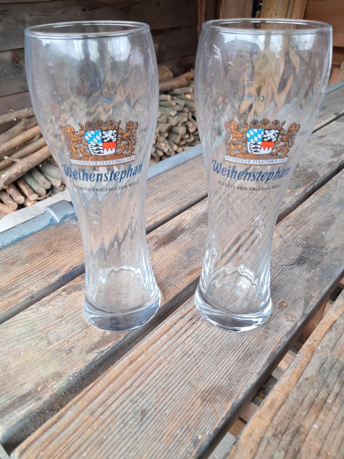 2 Weihenstephan 0.5L bierglazen, Ophalen of Verzenden, Zo goed als nieuw, Meerkleurig, Glas