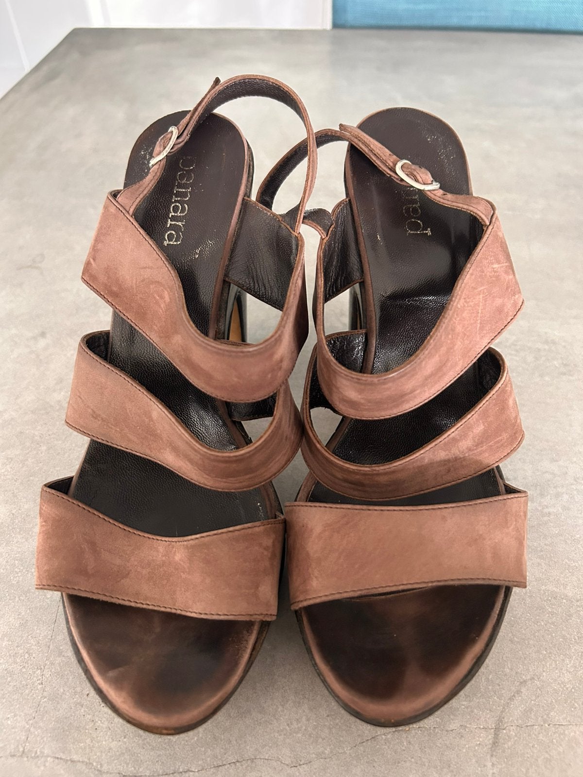 Leren plateau schoenen mt 38,5, Ophalen of Verzenden, Zo goed als nieuw, Bruin, Sandalen of Muiltjes