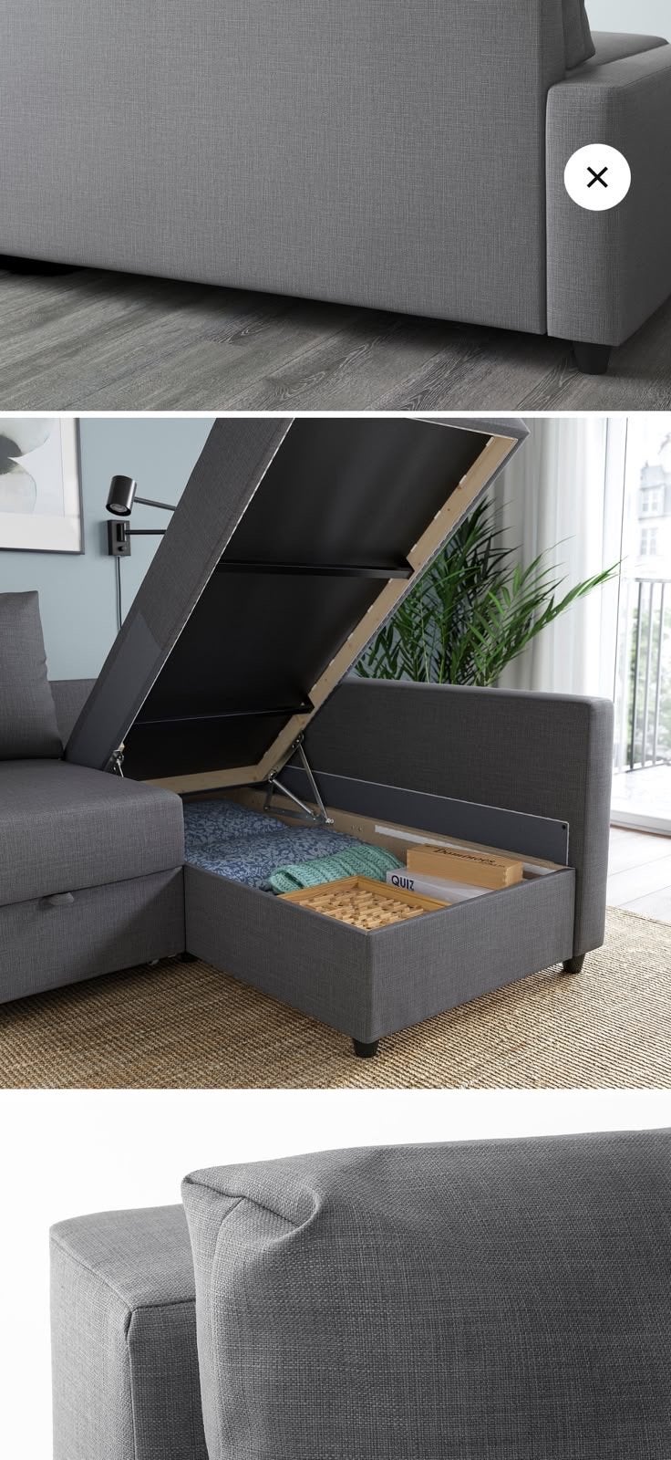 IKEA FRIHETEN Slaapbank met opbergruimte, grijs, Huis en Inrichting, Slaapkamer | Slaapbanken, Ophalen, Tweepersoons, Zo goed als nieuw