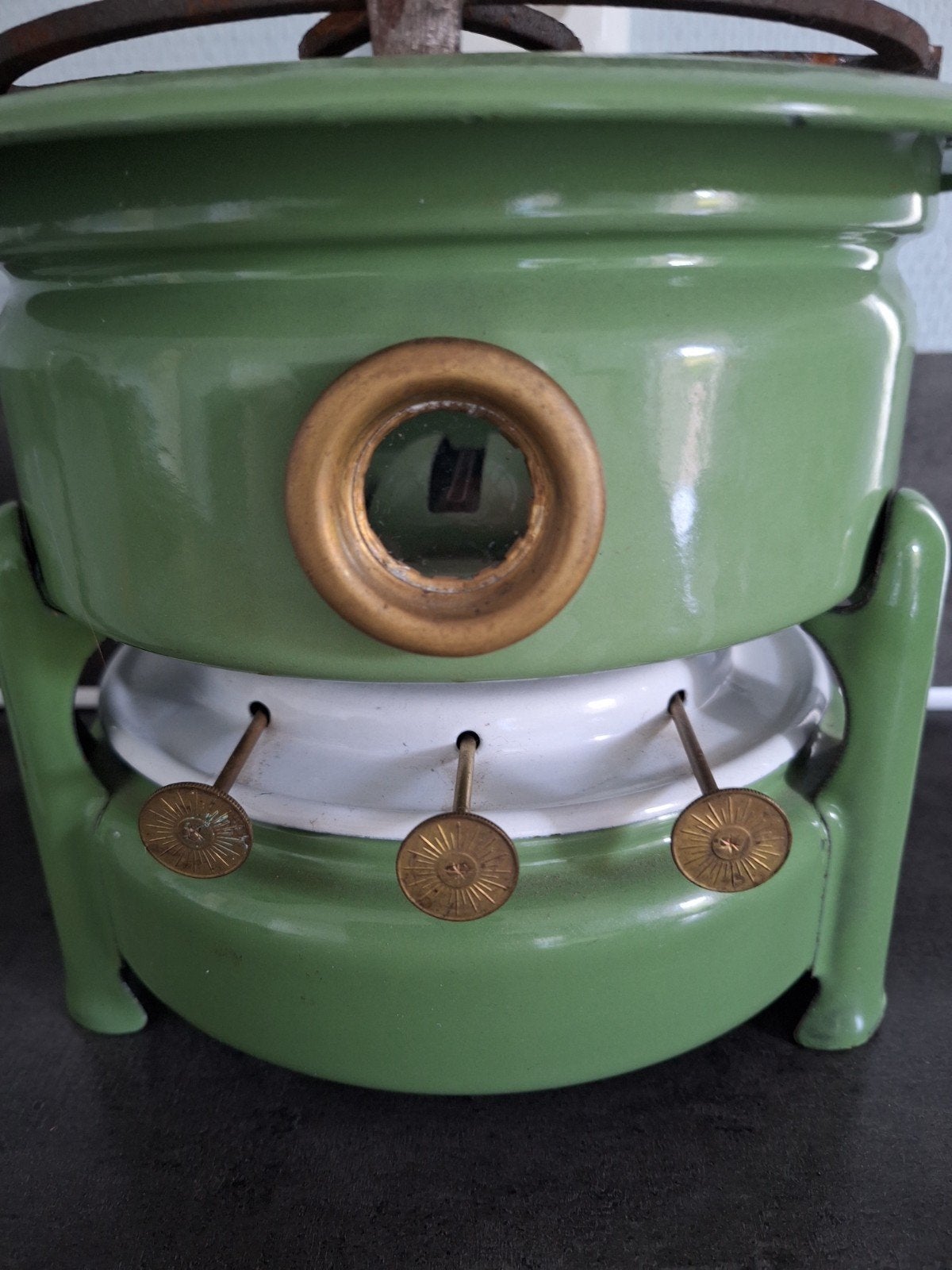 Vintage Groene Petroleum Kooktoestel - Emaille, Ophalen of Verzenden