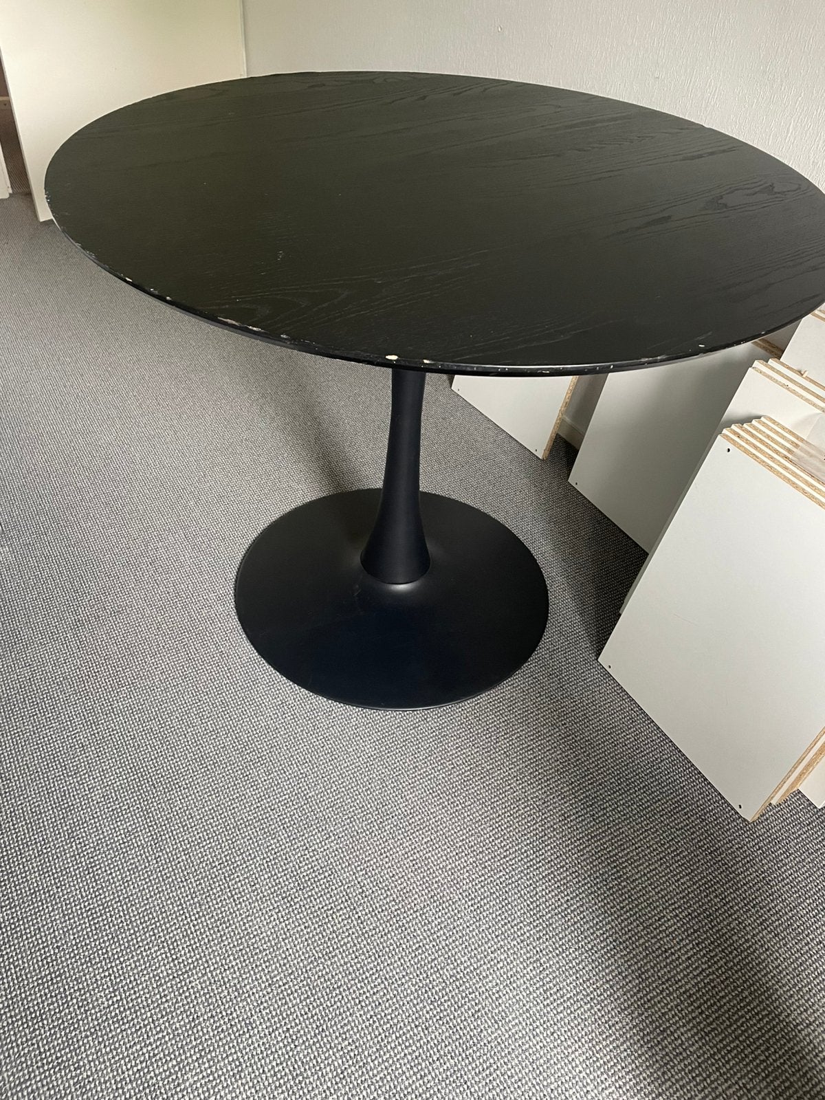 Zwarte ronde tafel 100 cm diameter zware kwaliteit, Ophalen, Rond, Zo goed als nieuw, Modern