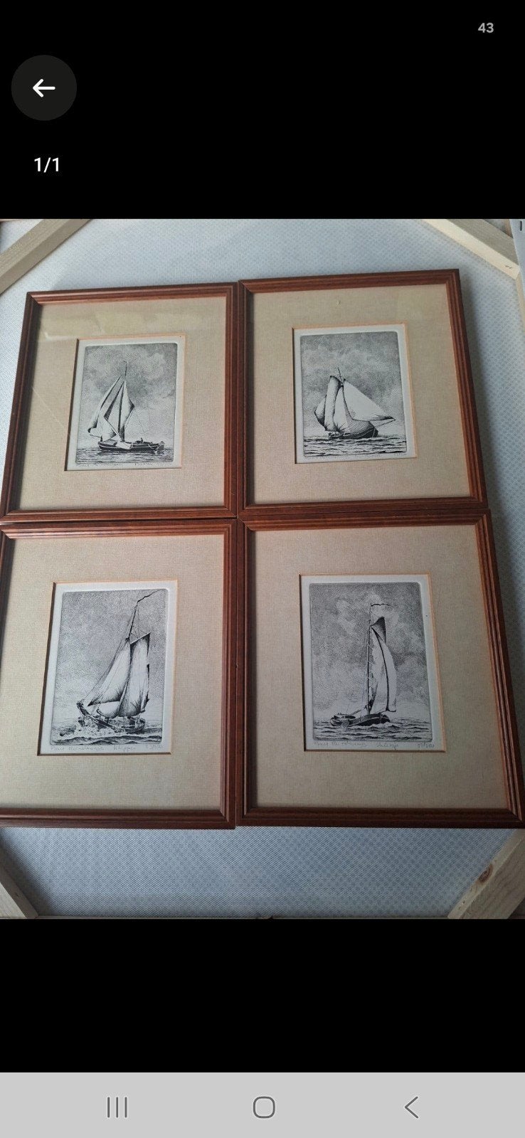 Complete set van 4 maritieme nederlandse etsen, Ophalen