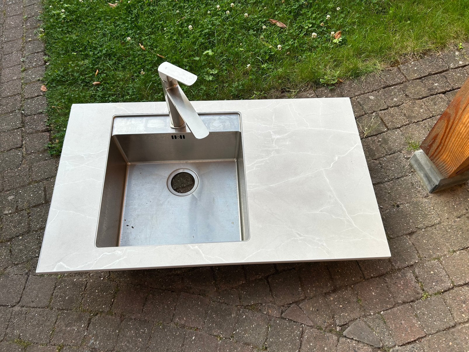 Spoelbak + kraan en stukje werkblad, Huis en Inrichting, Ophalen, 50 tot 100 cm, Zo goed als nieuw, Minder dan 100 cm