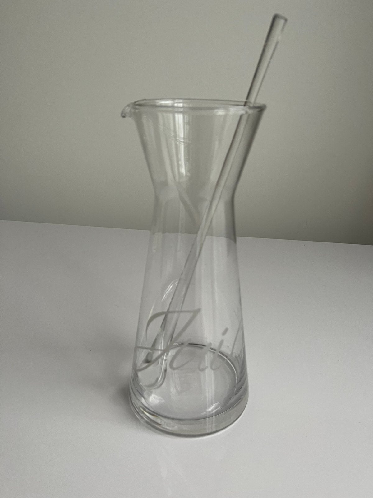 Riviera Maison glazen kan met roerstaafje, Ophalen of Verzenden, Zo goed als nieuw, Riviera Maison, Glas