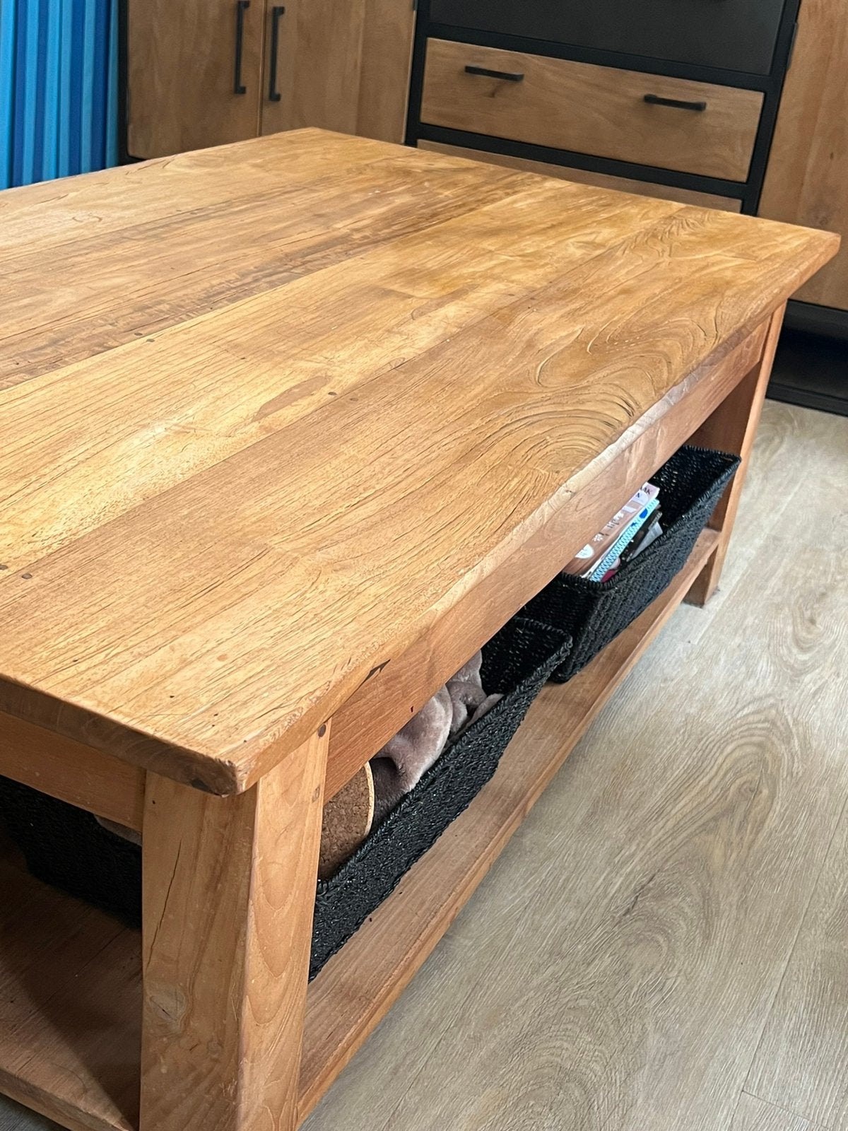 Salontafel teak L140xB80xH50cm, Ophalen, 100 tot 150 cm, Teakhout, 50 tot 100 cm