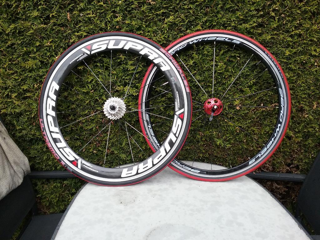 WIELSET SUPRA  NW.BANDEN +CASSETTE 11-10- OF 9 SPEED !, 28 inch, Velgrem, Aluminium, Zo goed als nieuw