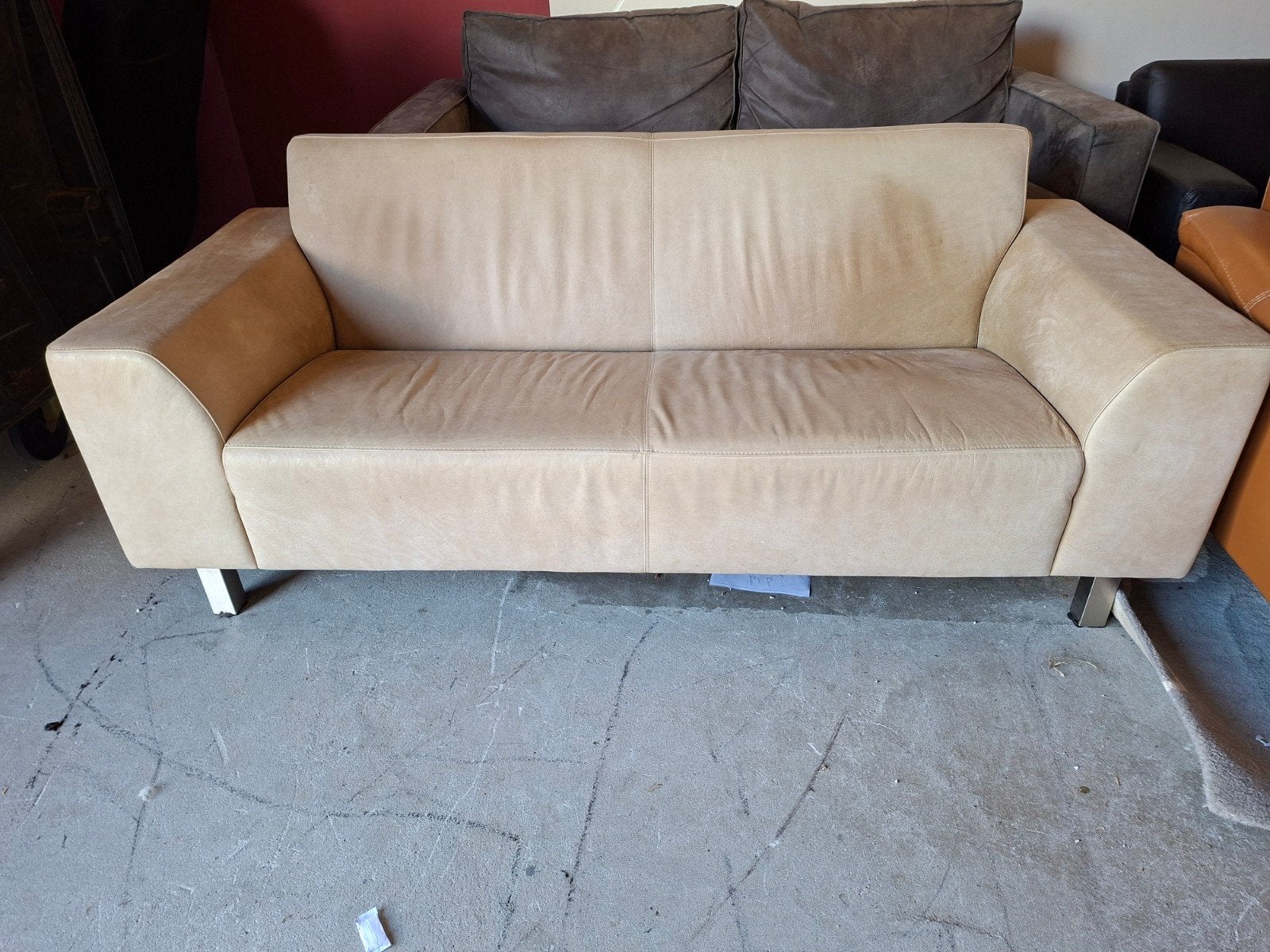 gealux 3 zits, Ophalen, Gebruikt, 200 tot 250 cm, Leer