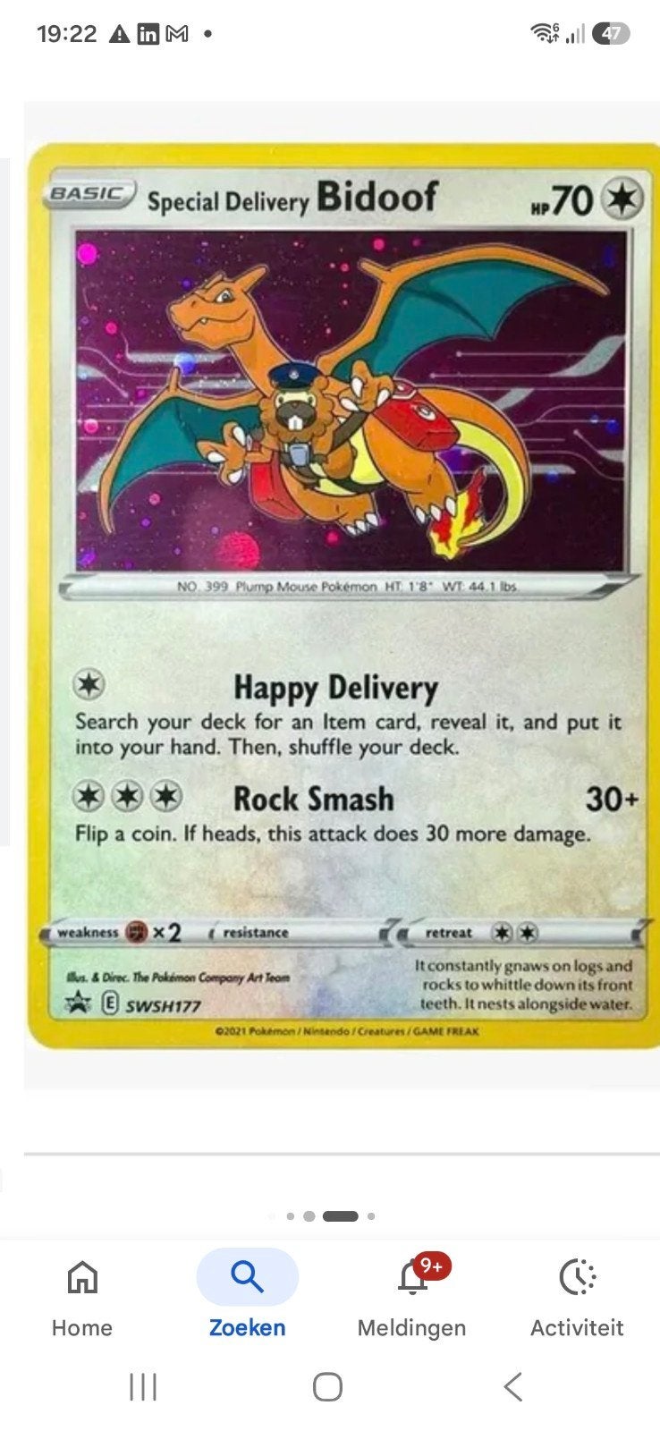 Gezocht Special Delivery Bidoof SWSH177 PSA 10, Ophalen of Verzenden, Nieuw, Losse kaart