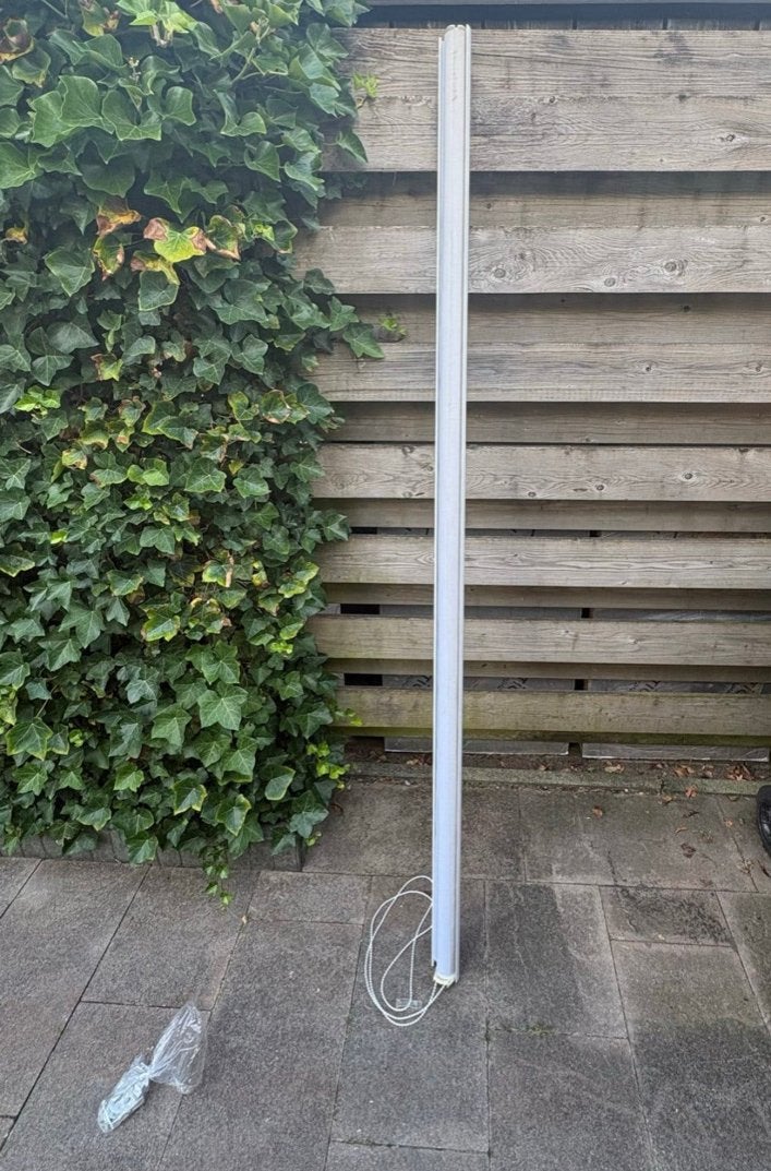 Wit rolgordijn met koordbediening, Huis en Inrichting, Ophalen, Inclusief montageonderdelen, 200 cm, Gebruikt
