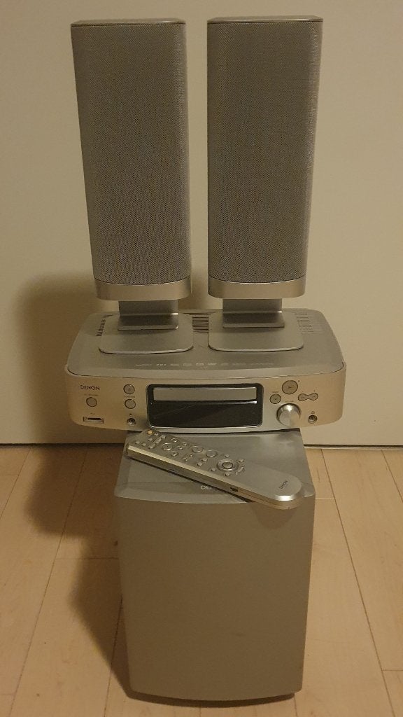 Denon S-101 2.1 Home Cinema Set – Speakers & Subwoofer, Gebruikt, 2.1-systeem, 70 watt of meer, Dvd-speler