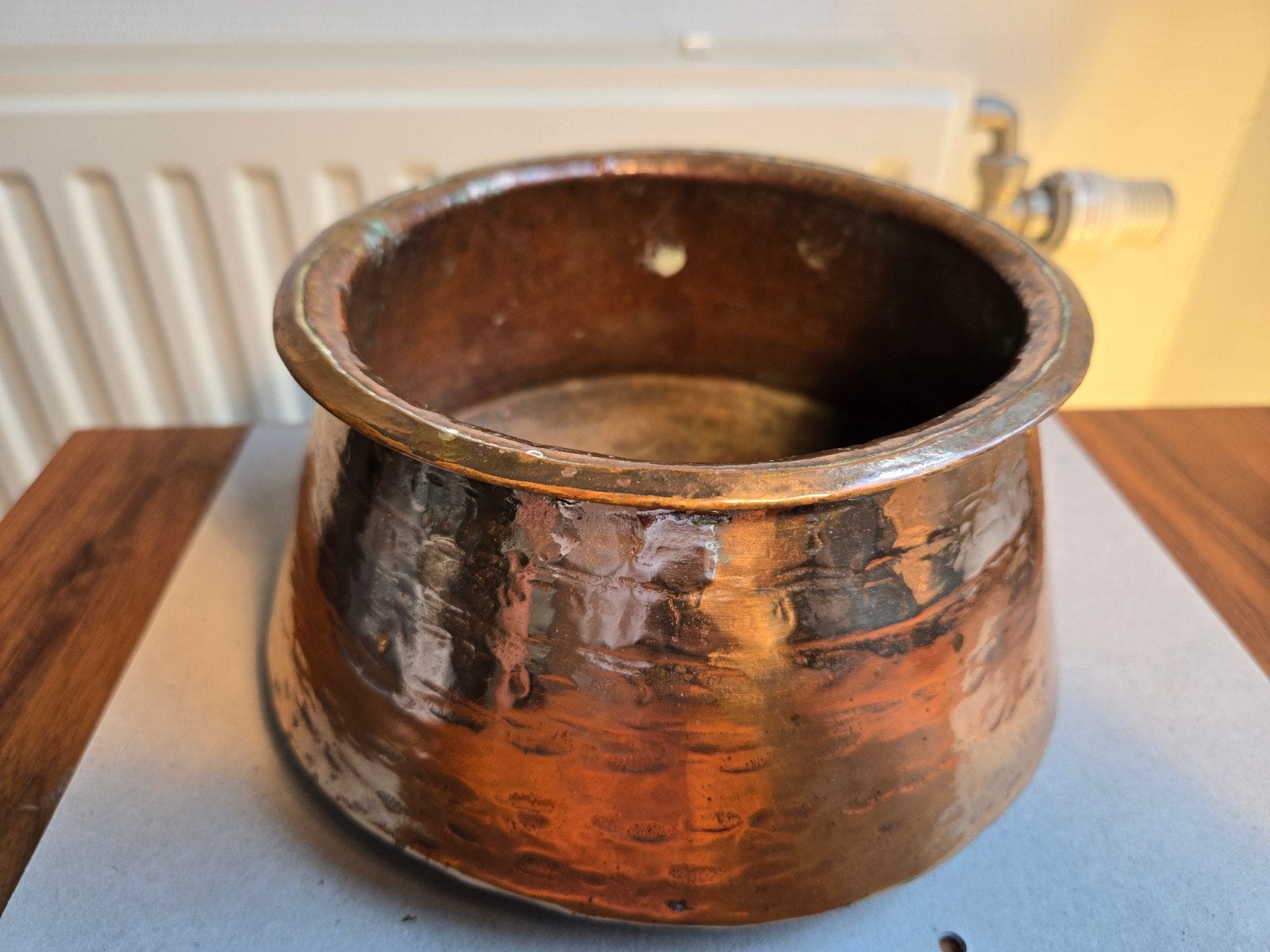 Antieke Koperen Pot - Handgehamerd, Ophalen of Verzenden, Koper